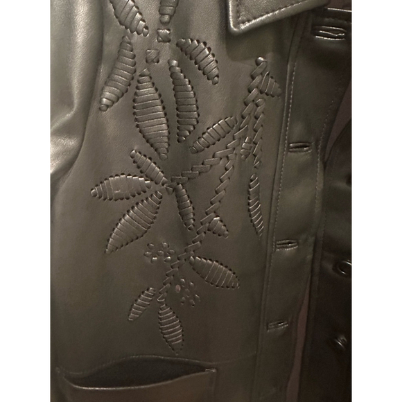 Chico's Black Faux Leather Jacket Size 1.5 - Picture 4 of 7